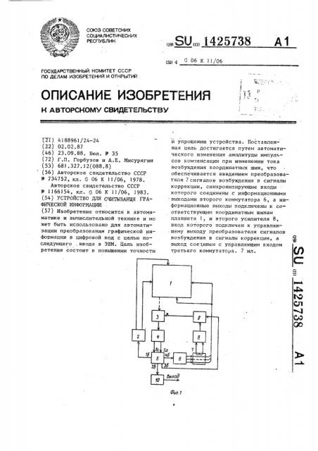 Устройство для считывания графической информации (патент 1425738)