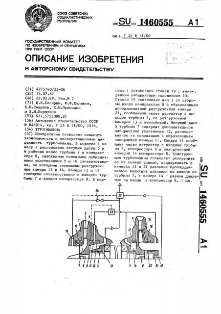 Турбомашина (патент 1460555)