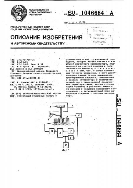 Термогравиметрический влагомер (патент 1046664)