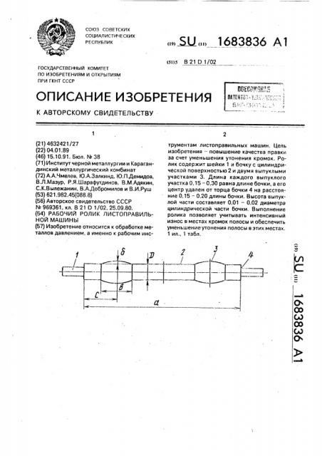 Рабочий ролик листоправильной машины (патент 1683836)