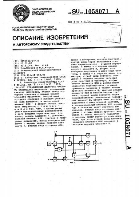 Управляемый делитель частоты следования импульсов (патент 1058071)