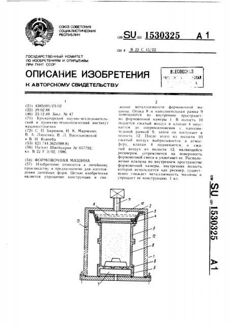 Формовочная машина (патент 1530325)