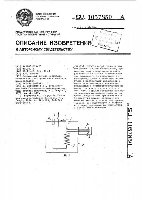 Способ ввода пробы в капиллярный газовый хроматограф (патент 1057850)