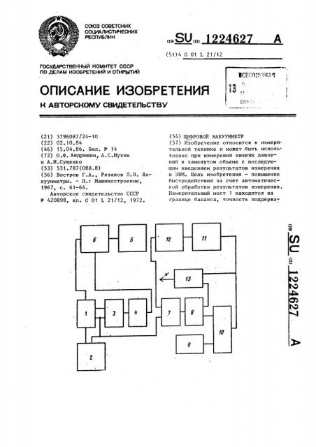 Цифровой вакуумметр (патент 1224627)