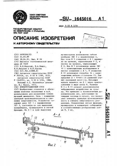 Концентрационный стол (патент 1645016)