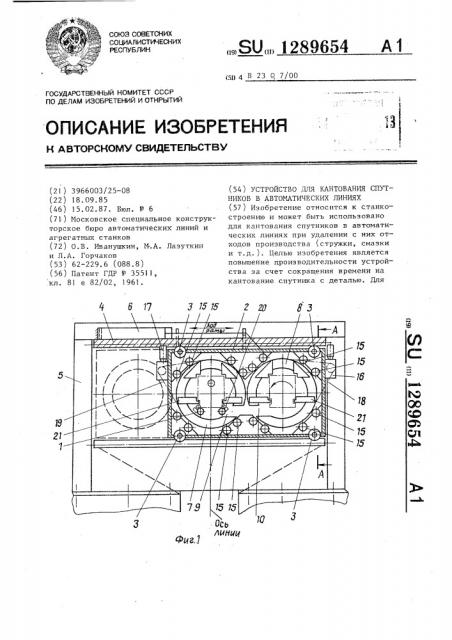 Устройство для кантования спутников в автоматических линиях (патент 1289654)