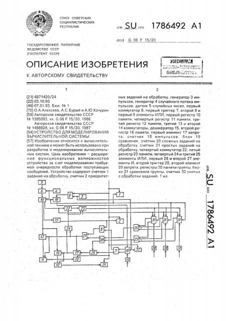 Устройство для моделирования вычислительной системы (патент 1786492)