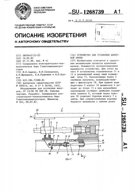 Устройство для установки анкерной крепи (патент 1268739)