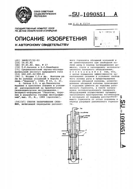 Способ заканчивания скважин (патент 1090851)