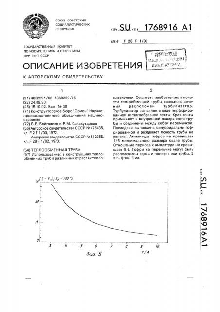 Теплообменная труба овального сечения (патент 1768916)