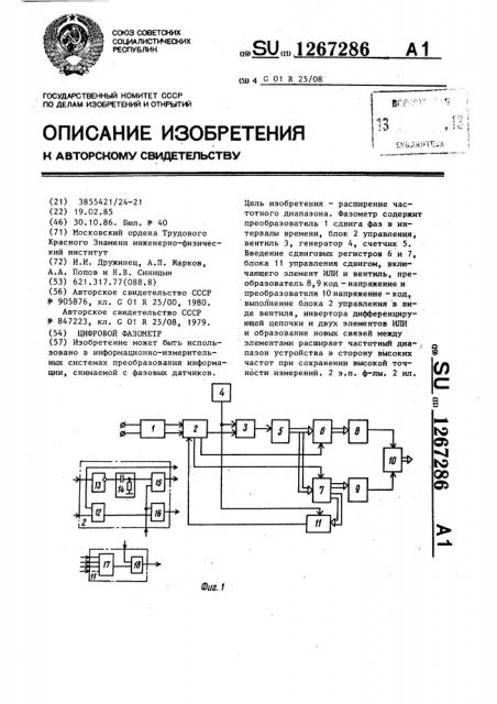 Цифровой фазометр (патент 1267286)