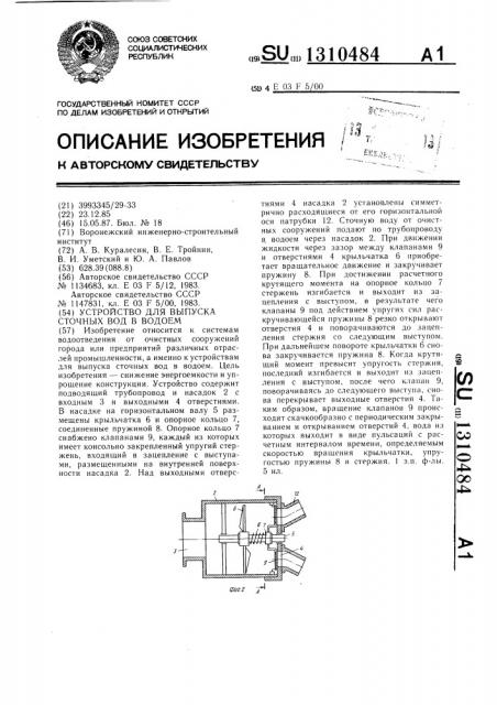 Устройство для выпуска сточных вод в водоем (патент 1310484)