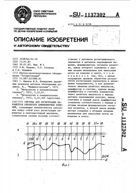 Система для регистрации параметров обработки длинномерных изделий (патент 1137302)