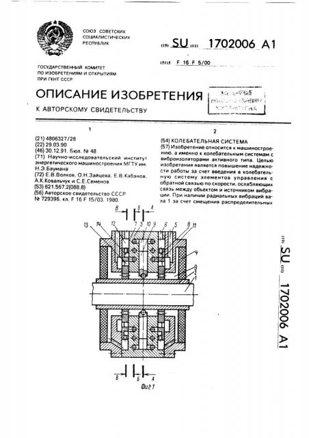 Колебательная система (патент 1702006)