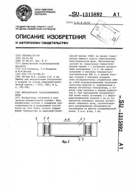 Визуализатор ультразвукового поля (патент 1315892)