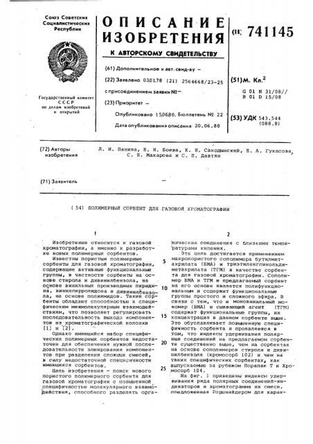 Полимерный сорбент для газовой хроматографии (патент 741145)