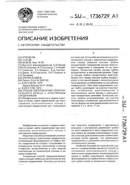 Способ изготовления уплотнительного кольца с эластичным сердечником (патент 1736729)