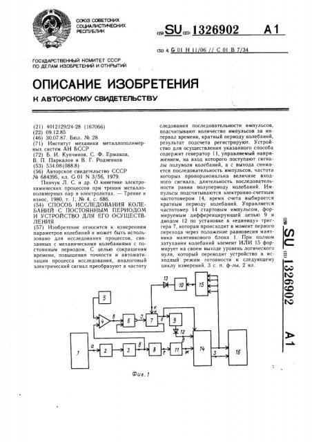 Способ исследования колебаний с постоянным периодом и устройство для его осуществления (патент 1326902)