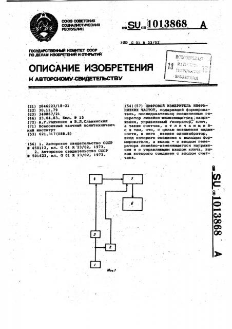 Цифровой измеритель инфранизких частот (патент 1013868)