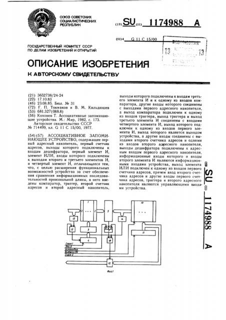 Ассоциативное запоминающее устройство (патент 1174988)
