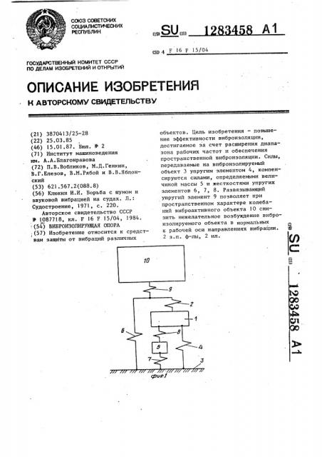 Виброизолирующая опора (патент 1283458)