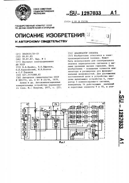 Анализатор спектра (патент 1287033)