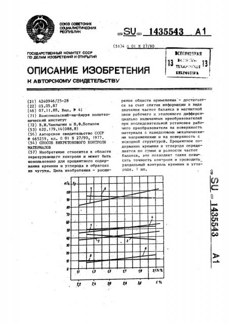 Способ вихретокового контроля материалов (патент 1435543)