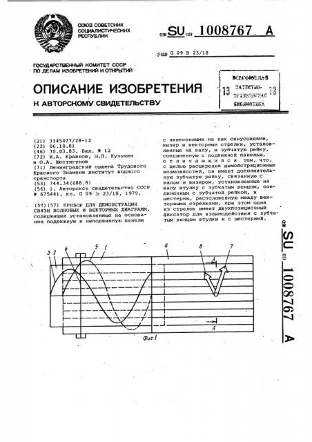 Прибор для демонстрации связи волновых и векторных диаграмм (патент 1008767)