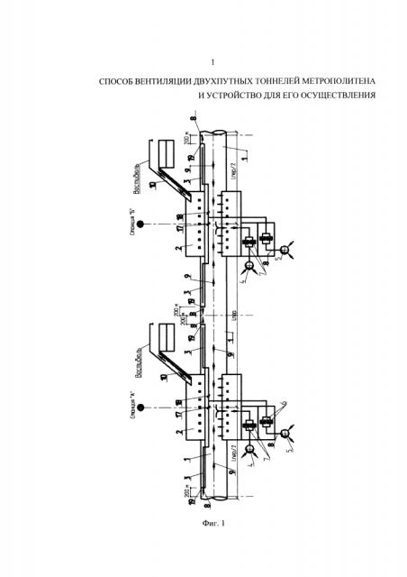 Способ вентиляции двухпутных тоннелей метрополитена и устройство для его осуществления (патент 2648137)