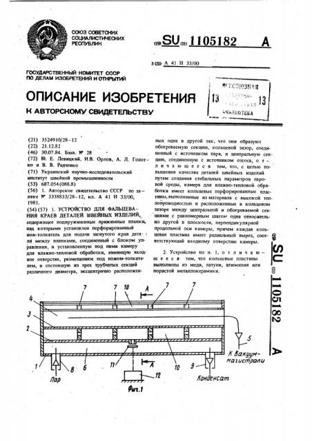 Устройство для фальцевания краев деталей швейных изделий (патент 1105182)