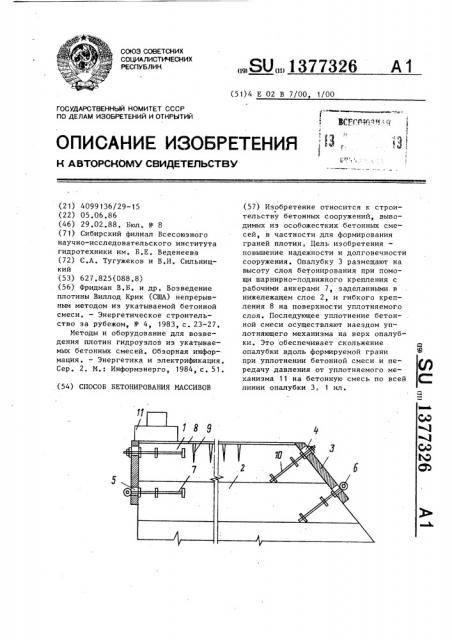 Способ бетонирования массивов (патент 1377326)