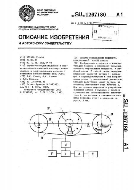 Способ определения мощности передаваемой гибкой связью (патент 1267180)