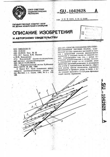 Способ создания противоэрозионных лесных полос (патент 1042628)