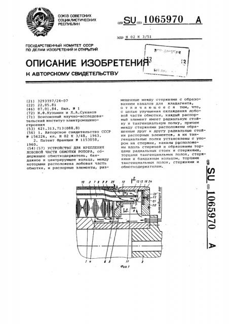 Устройство для крепления лобовой части обмотки ротора (патент 1065970)