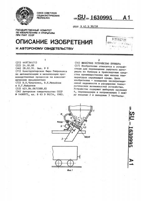 Шиберное устройство бункера (патент 1630995)