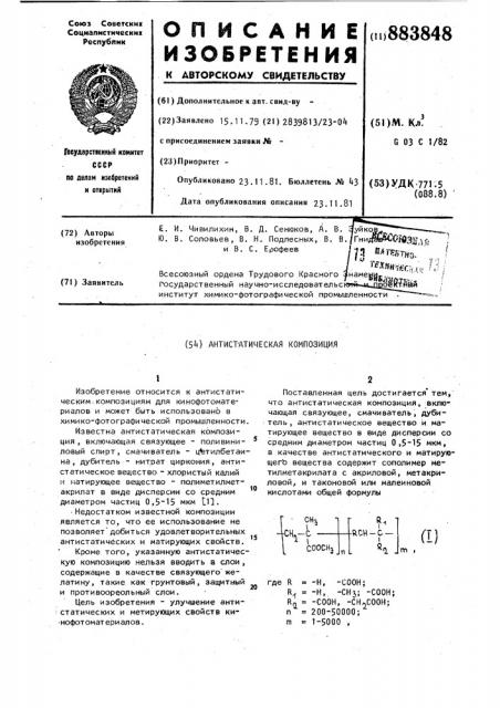 Антистатическая композиция (патент 883848)