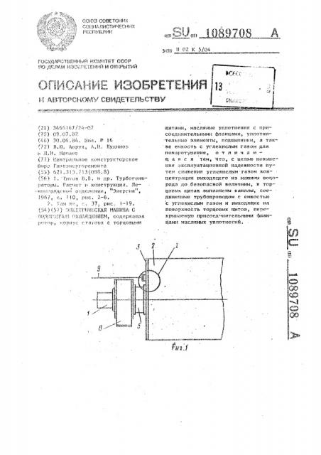 Электрическая машина с водородным охлаждением (патент 1089708)