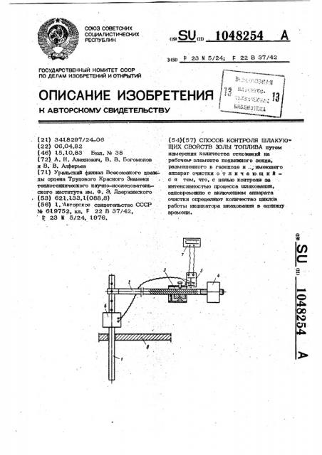 Способ контроля шлакующих свойств золы топлива (патент 1048254)