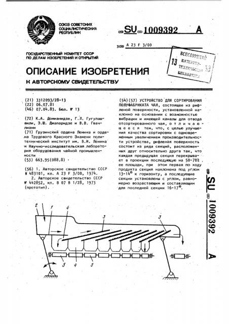 Устройство для сортирования полуфабриката чая (патент 1009392)