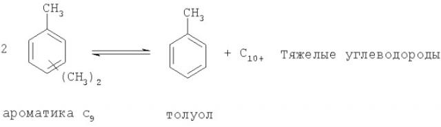 Способ превращения смесей, содержащих ароматические углеводороды c9 в изомеры ксилола (патент 2354640)