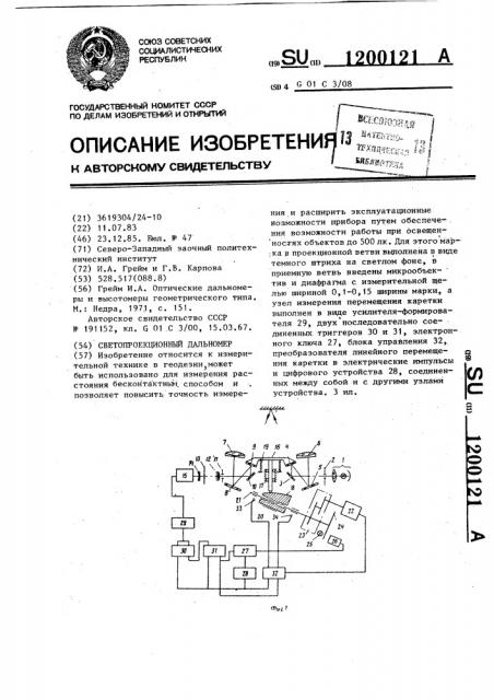 Светопроекционный дальномер (патент 1200121)