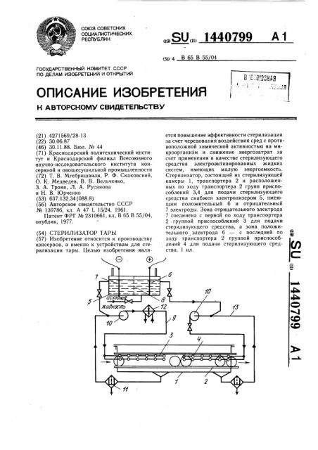 Стерилизатор тары (патент 1440799)