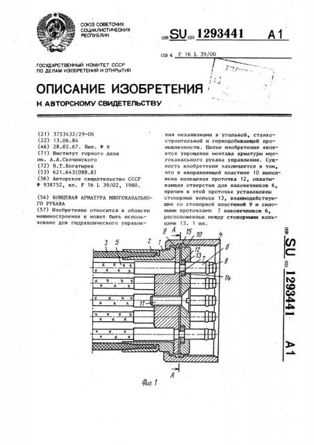 Концевая арматура многоканального рукава (патент 1293441)