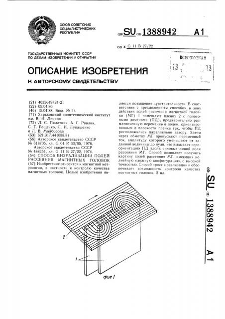 Способ визуализации полей рассеяния магнитных головок (патент 1388942)
