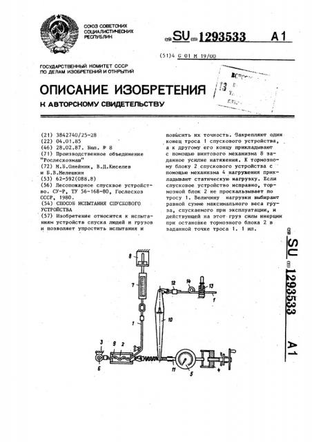 Способ испытания спускового устройства (патент 1293533)