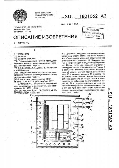 Установка для пропитки углеграфитовых изделий (патент 1801062)