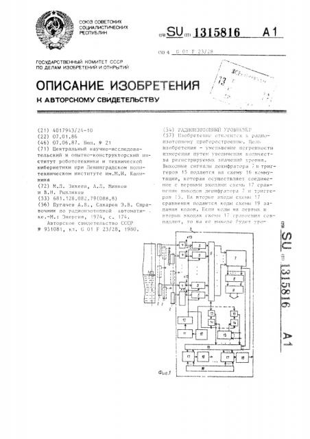 Радиоизотопный уровнемер (патент 1315816)