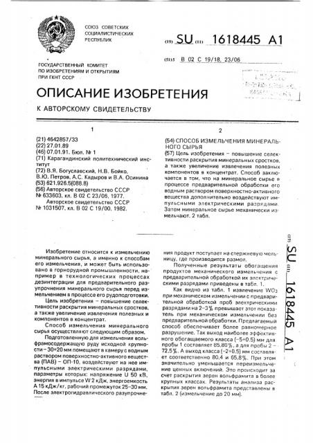 Способ измельчения минерального сырья (патент 1618445)