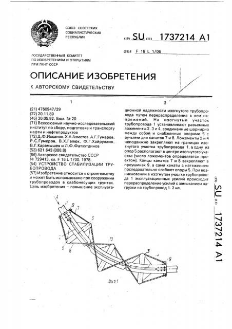 Устройство стабилизации трубопровода (патент 1737214)