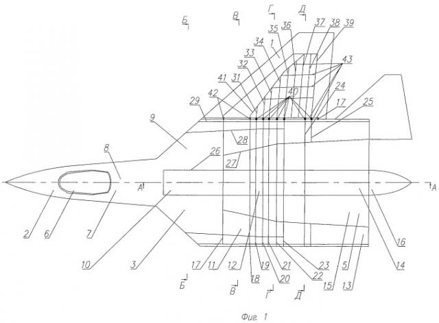Планер многорежимного высокоманевренного самолета (патент 2462395)